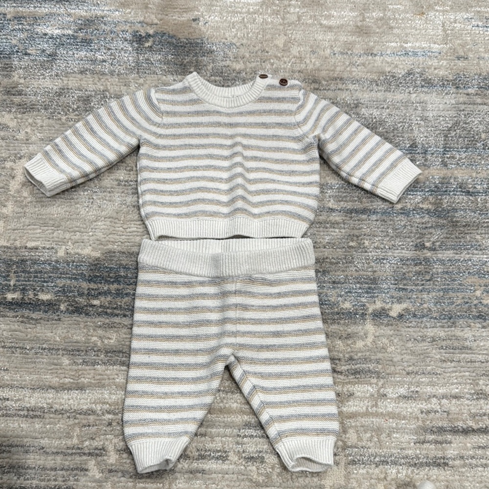 Striped Baby Sweater and Pants Set